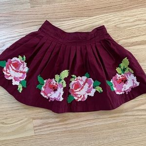 Mini Boden cotton pleated gathered skirt 18-24m embroidered lined